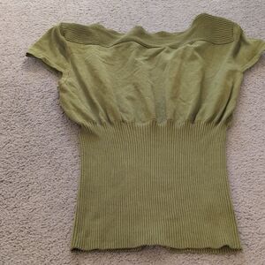 Worthington Olive Ribbed Waist Knit Top